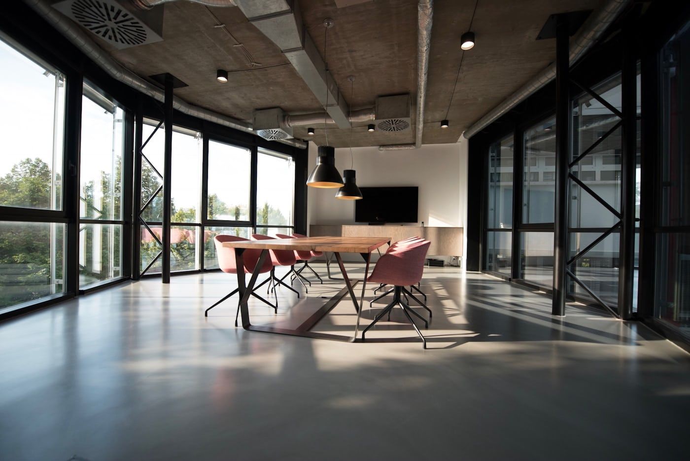 Desks in an open office